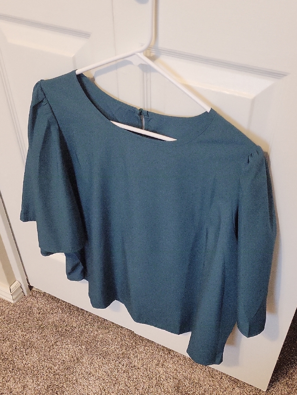 Women’s Teal Asymmetric Sleeve Blouse